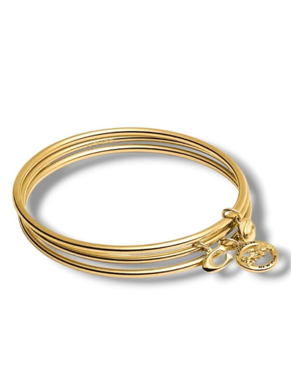 NWT - COACH HORSE AND CARRIAGE CHARM BANGLE BRACELET SET OF 3 IN GOLD